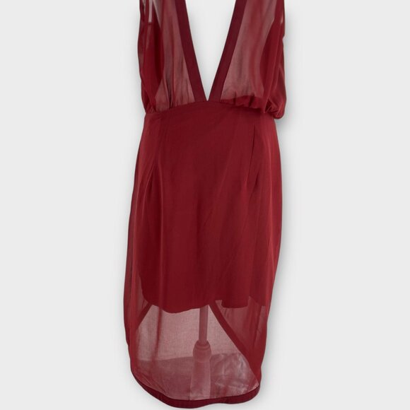 Keepsake The Label Curious Sheer Cocktail Dress Halter Red Sleeveless Wrap XL - Picture 8 of 15